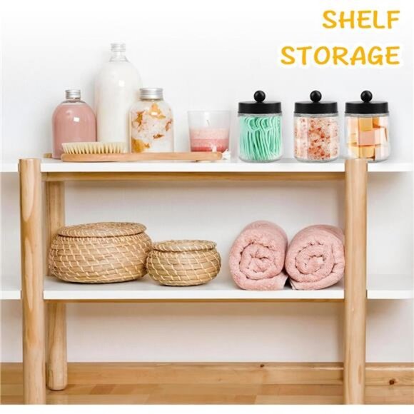 4 Pack Glass Apothecary Jars with Lids for Bathroom, Cute Qtip Holder - Picture 3 of 8